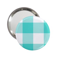 Turquoise And White Buffalo Check 2 25  Handbag Mirrors by yoursparklingshop