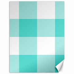 Turquoise And White Buffalo Check Canvas 12  X 16  by yoursparklingshop