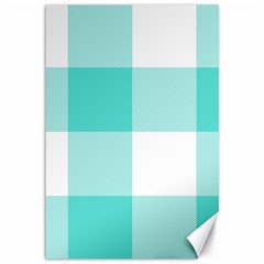 Turquoise And White Buffalo Check Canvas 12  X 18  by yoursparklingshop