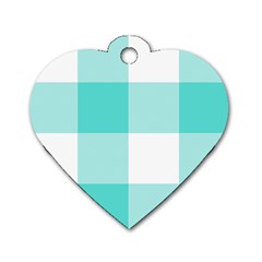 Turquoise And White Buffalo Check Dog Tag Heart (one Side) by yoursparklingshop