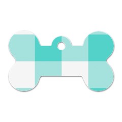 Turquoise And White Buffalo Check Dog Tag Bone (two Sides) by yoursparklingshop