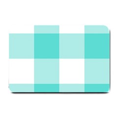 Turquoise And White Buffalo Check Small Doormat  by yoursparklingshop