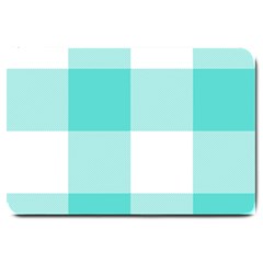 Turquoise And White Buffalo Check Large Doormat  by yoursparklingshop