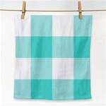 Turquoise And White Buffalo Check Face Towel Front