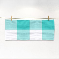 Turquoise And White Buffalo Check Hand Towel by yoursparklingshop