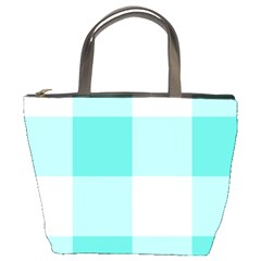 Turquoise And White Buffalo Check Bucket Bag by yoursparklingshop