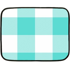 Turquoise And White Buffalo Check Fleece Blanket (mini) by yoursparklingshop