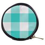 Turquoise And White Buffalo Check Mini Makeup Bag Front