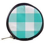 Turquoise And White Buffalo Check Mini Makeup Bag Back