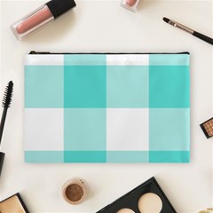 Turquoise And White Buffalo Check Cosmetic Bag (large) by yoursparklingshop