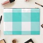 Turquoise And White Buffalo Check Cosmetic Bag (XL) Back