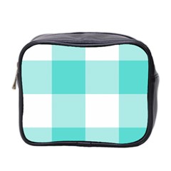 Turquoise And White Buffalo Check Mini Toiletries Bag (two Sides) by yoursparklingshop