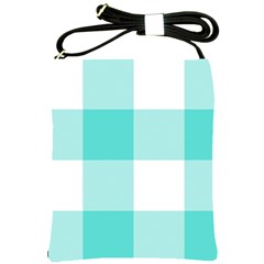 Turquoise And White Buffalo Check Shoulder Sling Bag by yoursparklingshop