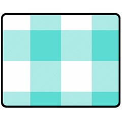 Turquoise And White Buffalo Check Fleece Blanket (medium)  by yoursparklingshop