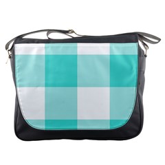 Turquoise And White Buffalo Check Messenger Bag by yoursparklingshop