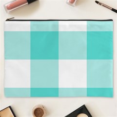 Turquoise And White Buffalo Check Cosmetic Bag (xxxl) by yoursparklingshop