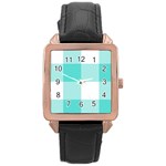 Turquoise And White Buffalo Check Rose Gold Leather Watch  Front