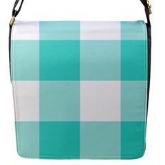 Turquoise And White Buffalo Check Flap Closure Messenger Bag (s) by yoursparklingshop