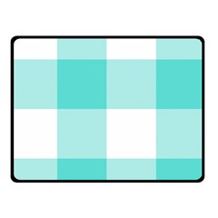 Turquoise And White Buffalo Check Double Sided Fleece Blanket (small)  by yoursparklingshop