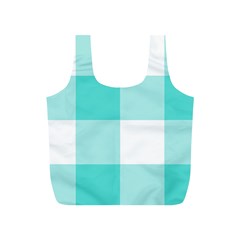 Turquoise And White Buffalo Check Full Print Recycle Bag (s) by yoursparklingshop