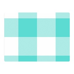 Turquoise And White Buffalo Check Double Sided Flano Blanket (mini)  by yoursparklingshop