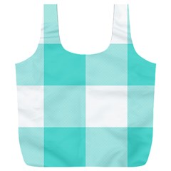 Turquoise And White Buffalo Check Full Print Recycle Bag (xxxl) by yoursparklingshop