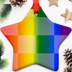 Lgbt Rainbow Buffalo Check Lgbtq Pride Squares Pattern Ornament (star)