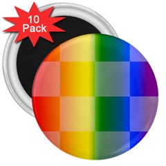 Lgbt Rainbow Buffalo Check Lgbtq Pride Squares Pattern 3  Magnets (10 Pack)  by yoursparklingshop