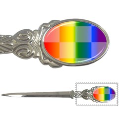 Lgbt Rainbow Buffalo Check Lgbtq Pride Squares Pattern Letter Opener by yoursparklingshop