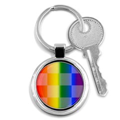 Lgbt Rainbow Buffalo Check Lgbtq Pride Squares Pattern Key Chain (round) by yoursparklingshop