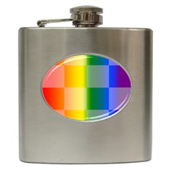 Lgbt Rainbow Buffalo Check Lgbtq Pride Squares Pattern Hip Flask (6 Oz) by yoursparklingshop