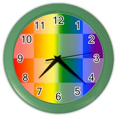 Lgbt Rainbow Buffalo Check Lgbtq Pride Squares Pattern Color Wall Clock by yoursparklingshop