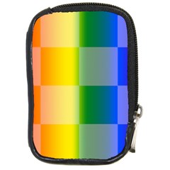 Lgbt Rainbow Buffalo Check Lgbtq Pride Squares Pattern Compact Camera Leather Case by yoursparklingshop