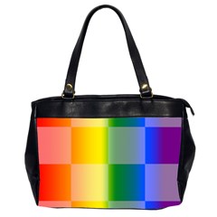 Lgbt Rainbow Buffalo Check Lgbtq Pride Squares Pattern Oversize Office Handbag (2 Sides) by yoursparklingshop