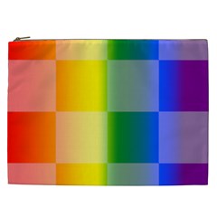 Lgbt Rainbow Buffalo Check Lgbtq Pride Squares Pattern Cosmetic Bag (xxl) by yoursparklingshop