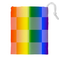 Lgbt Rainbow Buffalo Check Lgbtq Pride Squares Pattern Drawstring Pouch (4xl) by yoursparklingshop