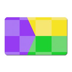 Purple Yellow Green Check Squares Pattern Mardi Gras Magnet (rectangular) by yoursparklingshop