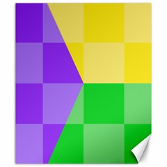 Purple Yellow Green Check Squares Pattern Mardi Gras Canvas 20  X 24 