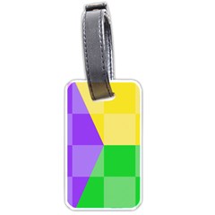 Purple Yellow Green Check Squares Pattern Mardi Gras Luggage Tag (one Side) by yoursparklingshop