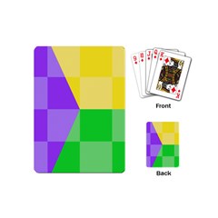 Purple Yellow Green Check Squares Pattern Mardi Gras Playing Cards Single Design (mini)