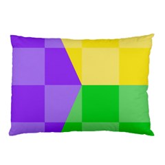 Purple Yellow Green Check Squares Pattern Mardi Gras Pillow Case (two Sides) by yoursparklingshop