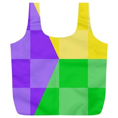 Purple Yellow Green Check Squares Pattern Mardi Gras Full Print Recycle Bag (xl) by yoursparklingshop