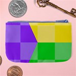 Purple Yellow Green Check Squares Pattern Mardi Gras Large Coin Purse Back