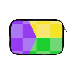 Purple Yellow Green Check Squares Pattern Mardi Gras Apple Macbook Pro 13  Zipper Case by yoursparklingshop