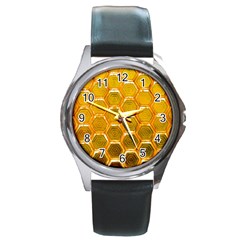 Hexagon Windows Round Metal Watch by essentialimage