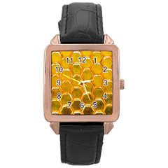 Hexagon Windows Rose Gold Leather Watch  by essentialimage