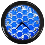 Hexagon Windows Wall Clock (Black) Front