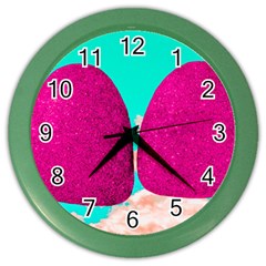 Two Hearts Color Wall Clock by essentialimage