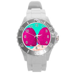 Two Hearts Round Plastic Sport Watch (l) by essentialimage