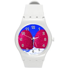 Two Hearts Round Plastic Sport Watch (m) by essentialimage